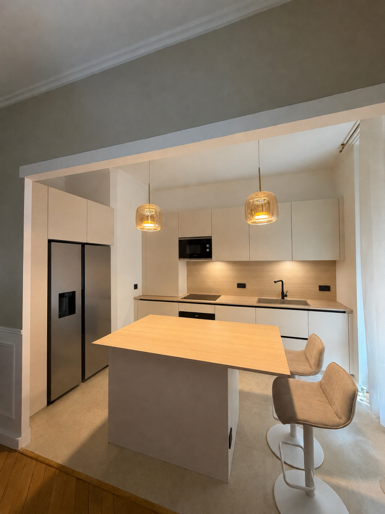 Cuisine ouverte avec suspensions design